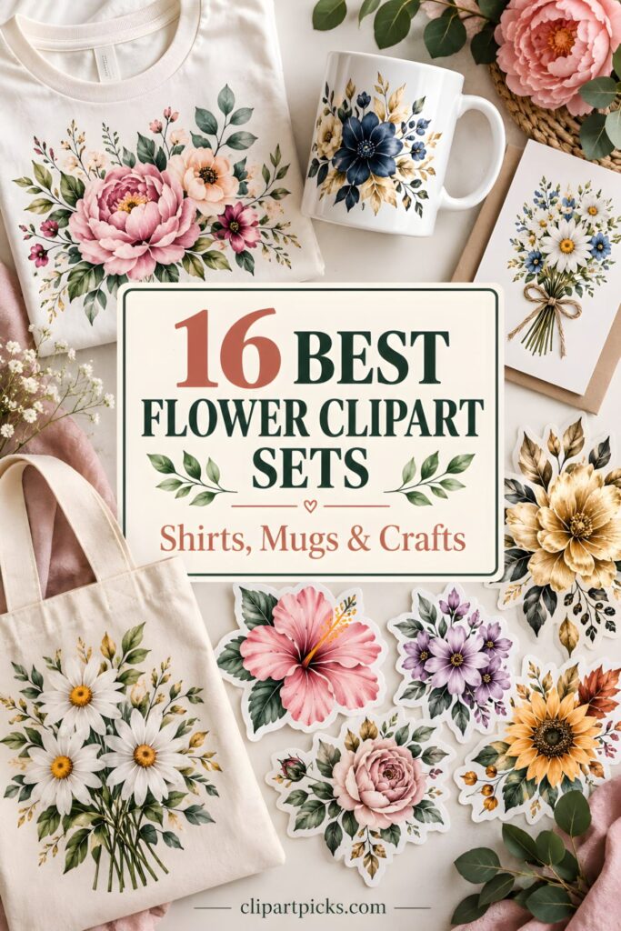 16 Best Flower Clipart Sets for Shirts, Mugs and Crafts
