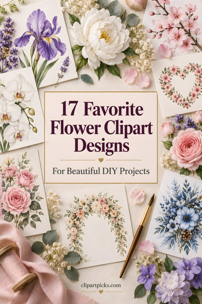 17 Favorite Flower Clipart Designs for Beautiful DIY Designs
