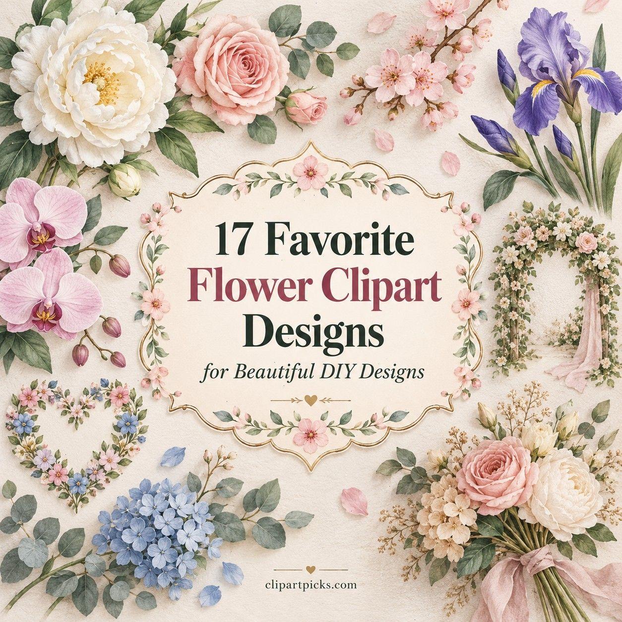 17 Favorite Flower Clipart Designs for Beautiful DIY Designs