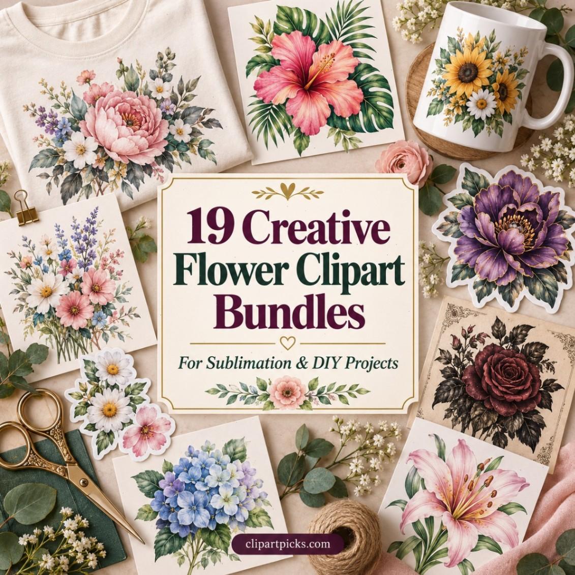 19 Creative Flower Clipart Bundles for Sublimation and DIY Projects