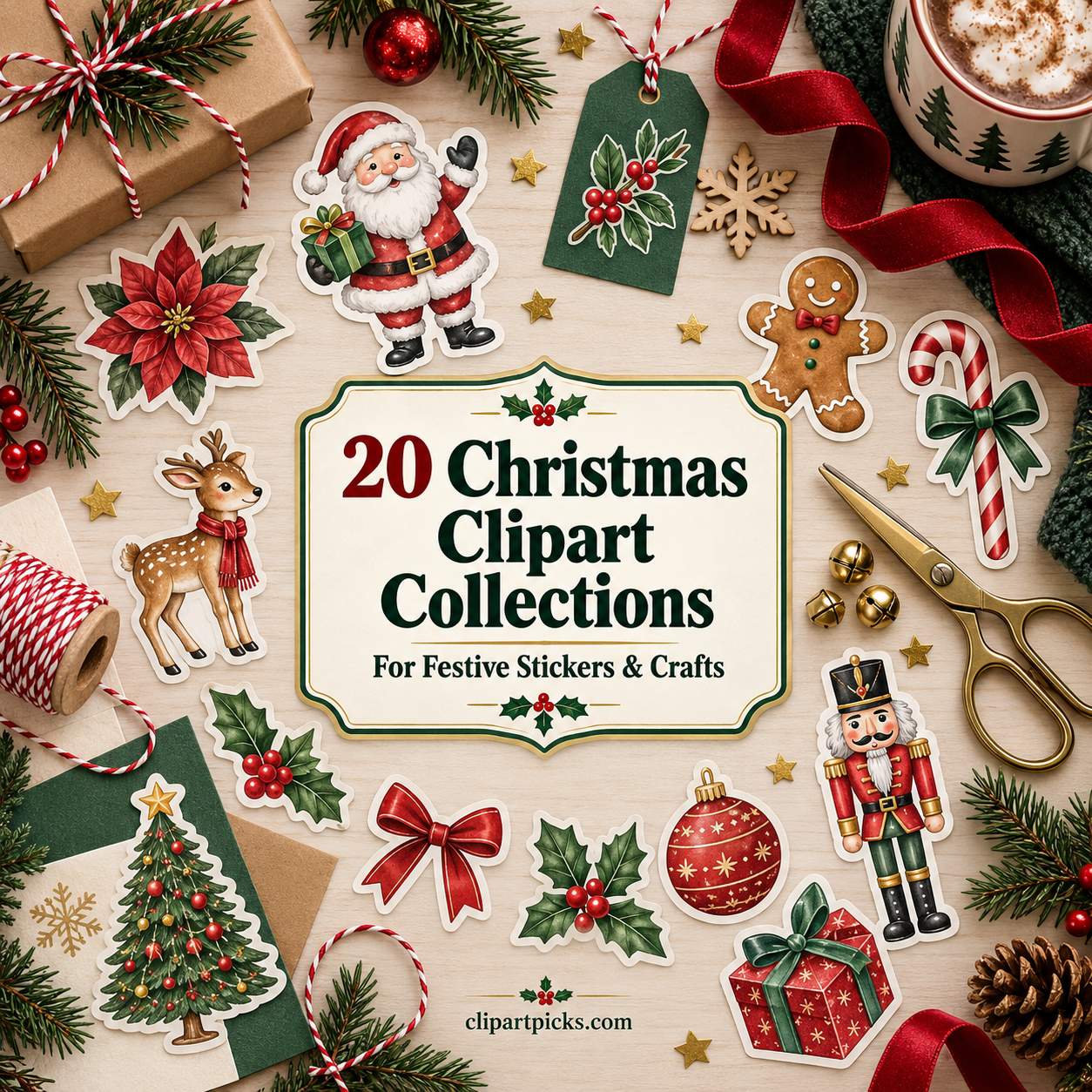 20 Christmas Clipart Collections for Festive Stickers and Crafts