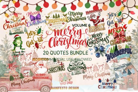 Christmas clipart collection featuring 20 watercolor style graphics with festive quotes and designs