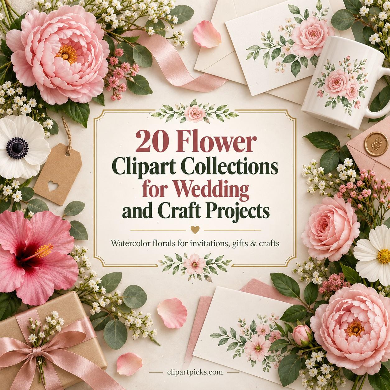 20 Flower Clipart Collections for Wedding and Craft Projects