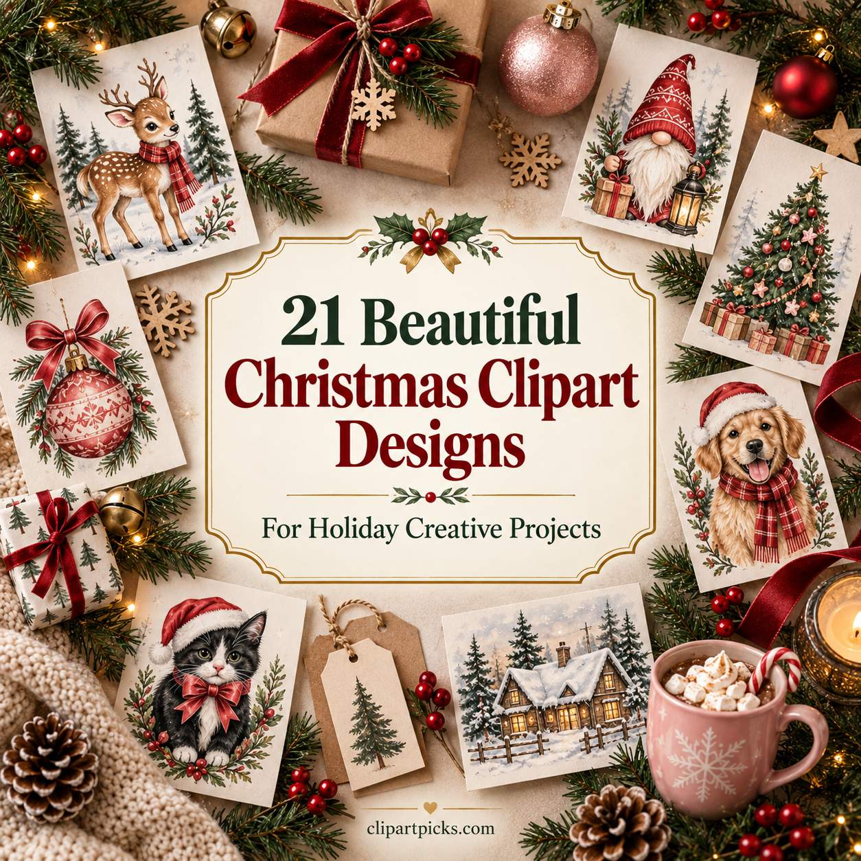 21 Beautiful Christmas Clipart Designs for Holiday Creative Projects