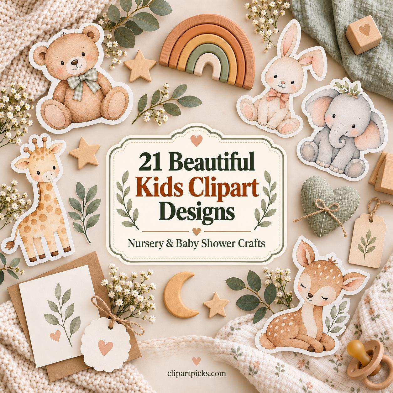 21 Beautiful Kids Clipart Designs for Nursery and Baby Shower Crafts