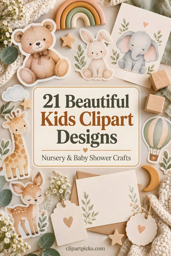 21 Beautiful Kids Clipart Designs for Nursery and Baby Shower Crafts