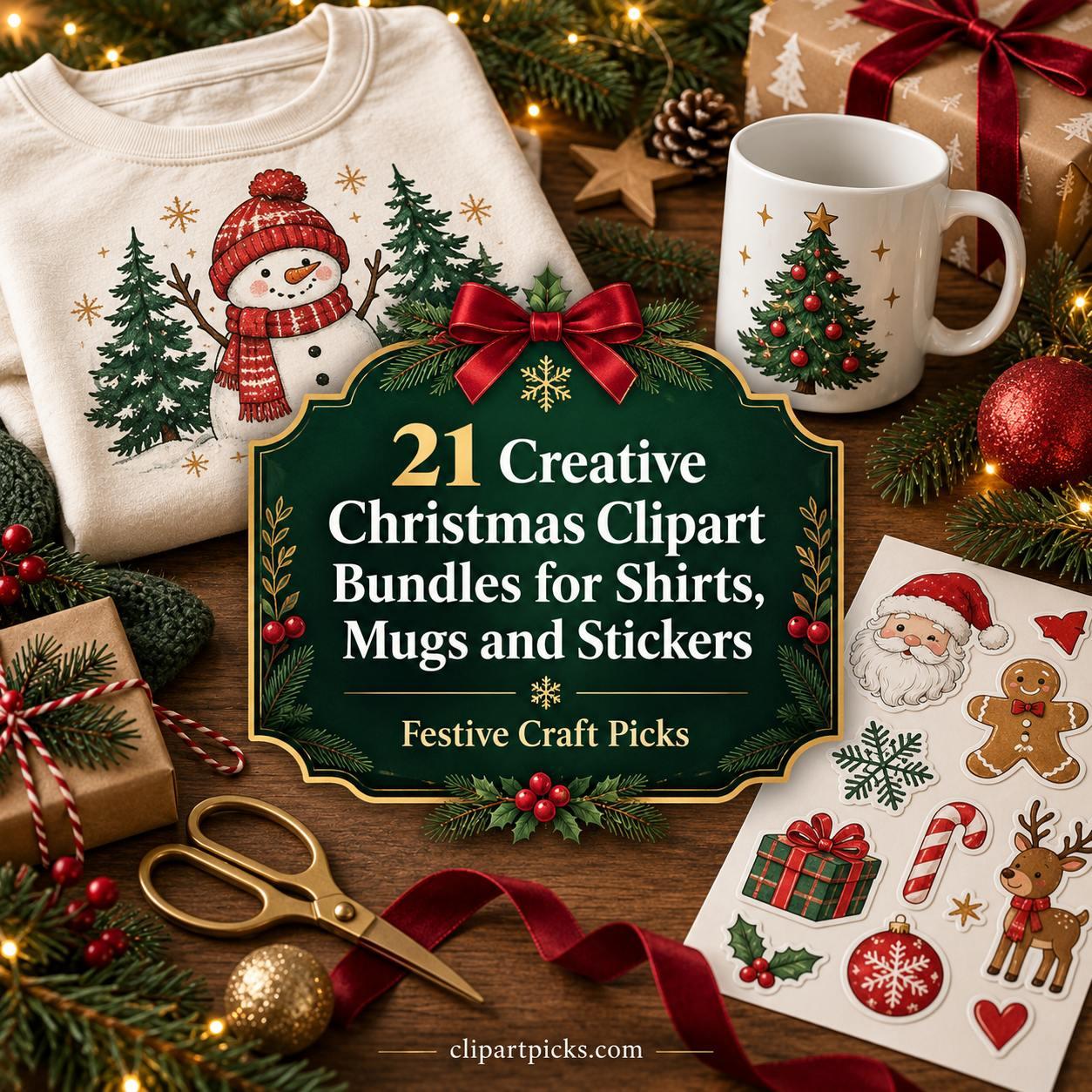 21 Creative Christmas Clipart Bundles for Shirts, Mugs and Stickers