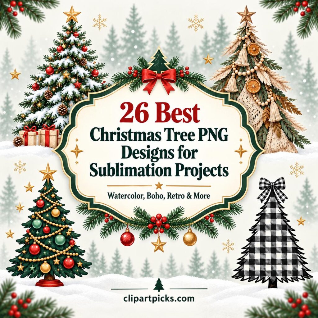 26 Best Christmas Tree PNG Designs for Sublimation Projects
