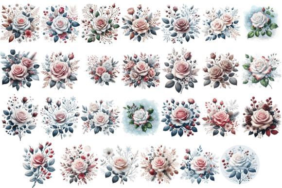 Best flower clipart sets for shirts mugs crafts featuring 27 winter rose floral PNGs with transparent backgrounds