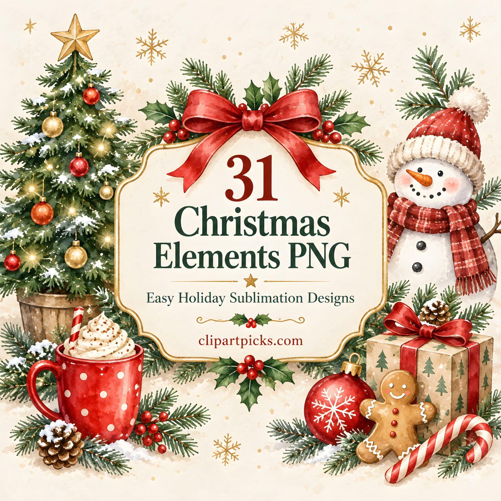 31 Best Christmas Elements PNG for Sublimation Projects