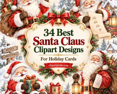 34 Best Santa Claus Clipart Designs for Holiday Cards