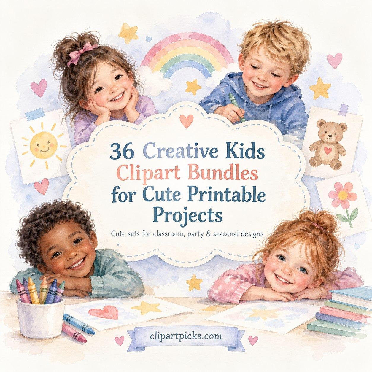 36 Creative Kids Clipart Bundles for Cute Printable Projects