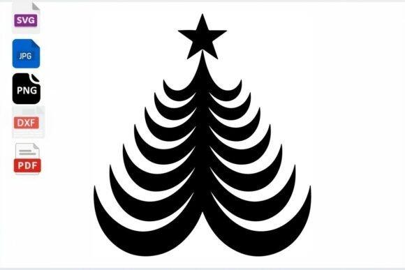 Stylized Christmas tree vector design with curved layers and a star on top for Christmas tree vector designs