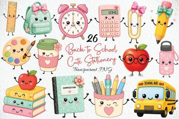 Teacher Clipart Cute School Supplies teacher clipart featuring cute school supplies like backpack, clock, calculator, pencil, paint palette, coffee cup, apple