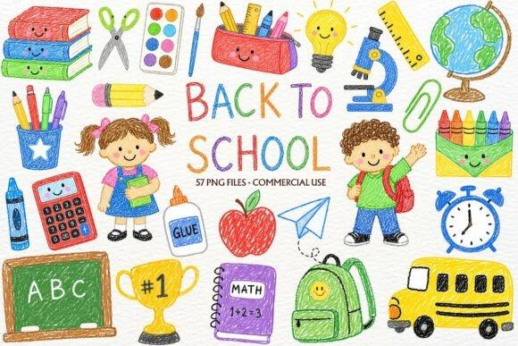 Teacher Clipart Doodle Style Doodle teacher clipart with school supplies and children for informal classroom printables
