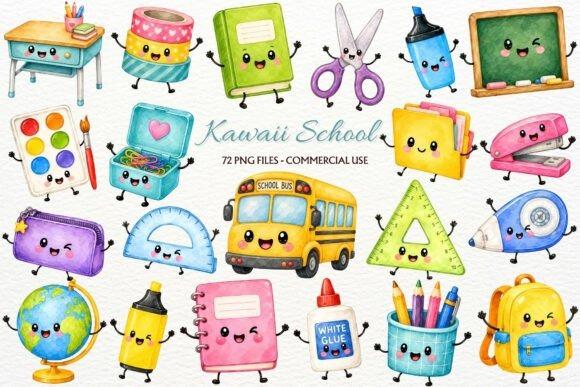 Teacher Clipart Kawaii Kids Teacher clipart featuring kawaii kids style school supplies and student characters in colorful PNG graphics