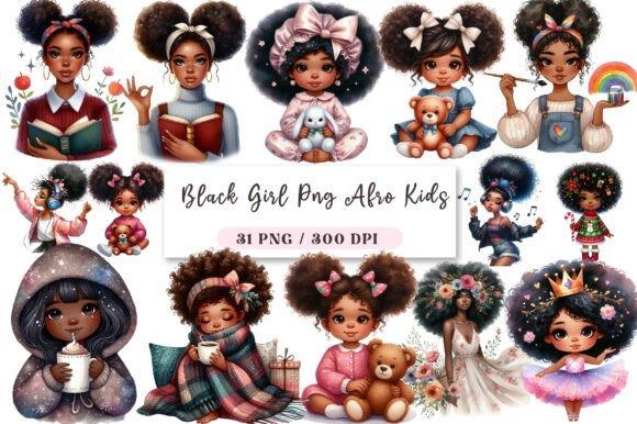 Creative kids clipart bundles featuring Black girl characters with Afro hairstyles for personalized crafts and classroom