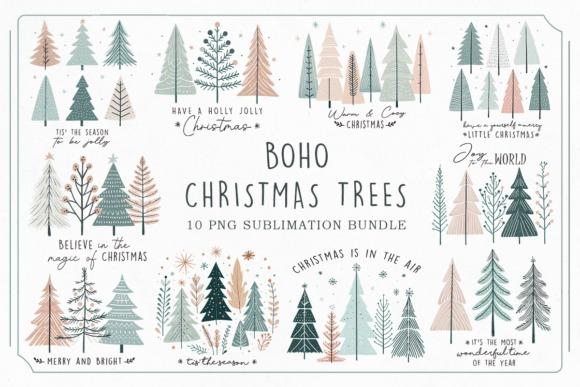 Boho Christmas Trees PNG Designs for Sublimation featuring 10 modern — Christmas Tree PNG Designs for Sublimation