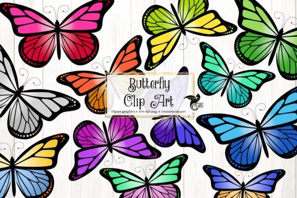 Colorful butterfly clipart set with 12 individual PNG images featuring transparent backgrounds and classic style