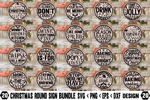 Cute Christmas clipart featuring 20 round holiday sign designs with festive phrases and decorative elements