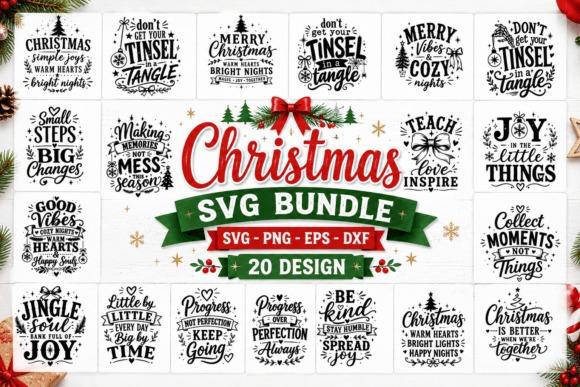 Christmas SVG bundle with 20 cute Christmas clipart typography designs in SVG, PNG, EPS, and DXF formats