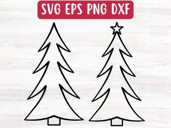 Christmas tree vector designs featuring two outlined Christmas tree shapes with star on top of one tree