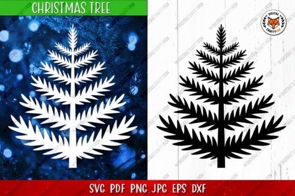 Christmas tree vector designs showing black and white silhouette versions for cutting and craft use