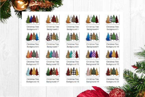 Christmas Tree PNG Designs for Sublimation showing 20 colorful Christmas tree designs with transparent backgrounds