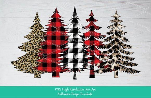 Christmas Tree PNG Designs for Sublimation featuring leopard and buffalo-plaid patterns in various colors