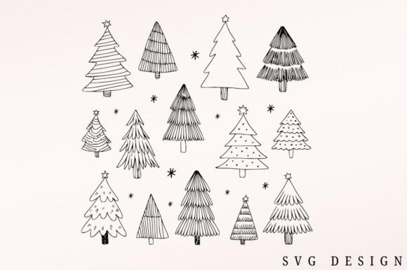 Christmas tree vector designs featuring various simple silhouette-style tree shapes for cutting-machine projects