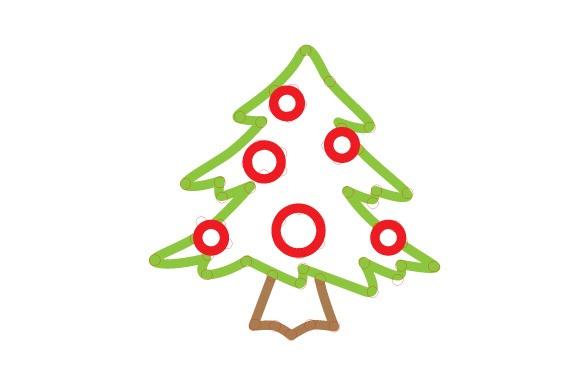Christmas tree vector designs with green outline and red circular ornaments for Cricut crafts