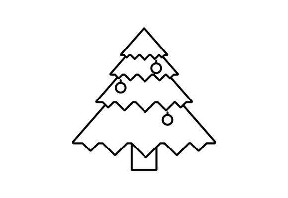 Christmas tree vector designs outline with simple decorations for Cricut projects