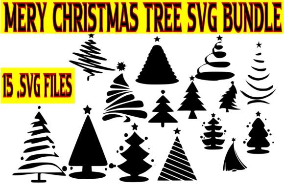 Christmas tree vector designs showing 15 black silhouette Christmas tree shapes with stars on top