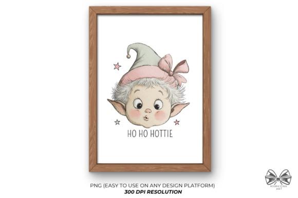 Coquette Christmas elf clipart design with soft colors and a bow on the hat — Christmas elf clipart designs