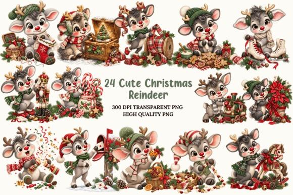 Cute Christmas reindeer clipart bundle with stockings, candy canes, toy trains, nutcrackers, and festive — Christmas Clipart