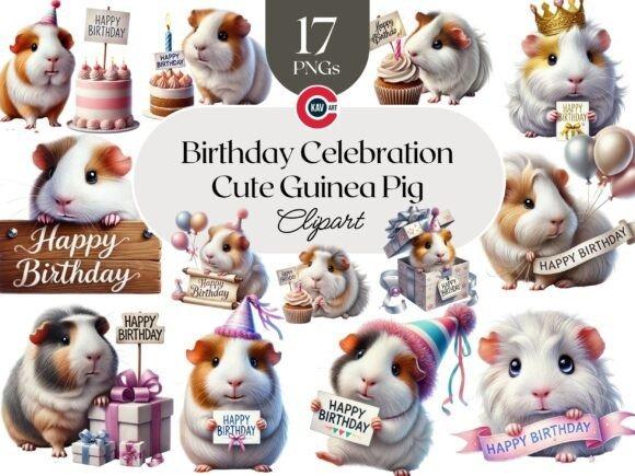 Best happy birthday clipart featuring cute guinea pig birthday clipart with party hats, cakes, balloons, and gifts in high