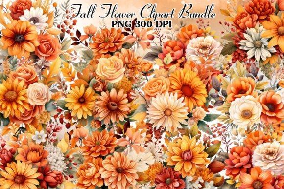 flower clipart featuring a variety of orange, yellow, and cream vintage-style flowers in high resolution