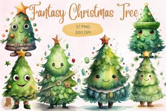 Fantasy Christmas Tree PNG Designs for Sublimation with 17 transparent files at 300 DPI