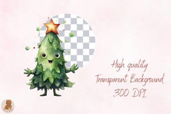 Fantasy Christmas Tree PNG design with a smiling tree character and a star on — Christmas Tree PNG Designs for Sublimation