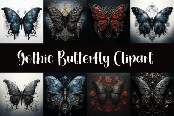 Gothic butterfly clipart featuring ornate dark butterfly designs with fantasy-inspired styling