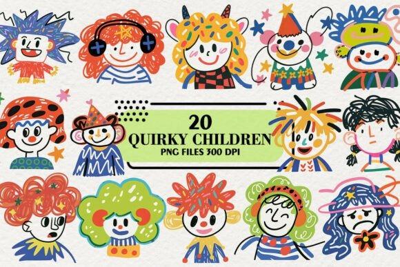 creative kids clipart bundles featuring 20 quirky children illustrations in colorful playful style