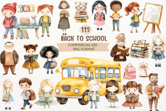 Teacher Clipart Kids and Teachers Teacher clipart featuring diverse kids and teachers with school bus and books in PNG format