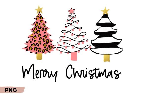 Christmas Tree PNG Designs for Sublimation featuring three stylized trees including a leopard print tree