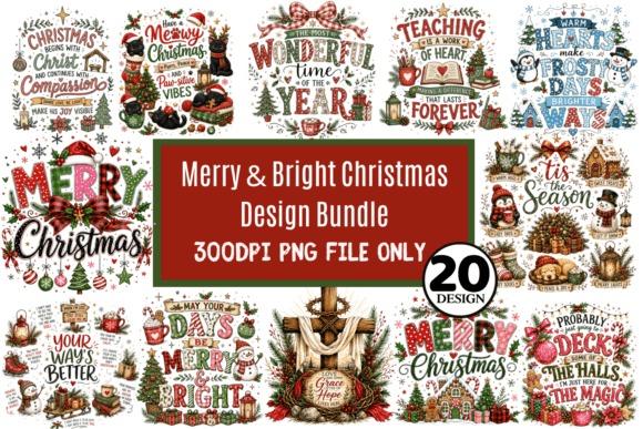 Christmas clipart Merry & Bright Christmas Design Bundle with 20 festive high-resolution PNG designs