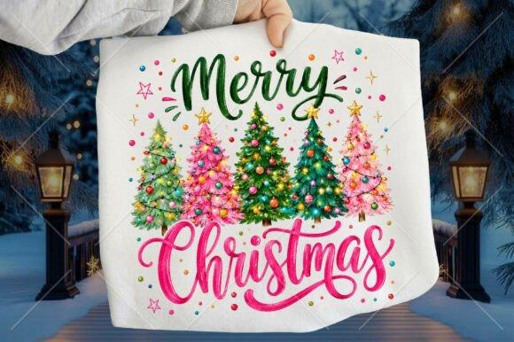 Colorful Merry Christmas Trees PNG Designs for Sublimation with playful holiday — Christmas Tree PNG Designs for Sublimation