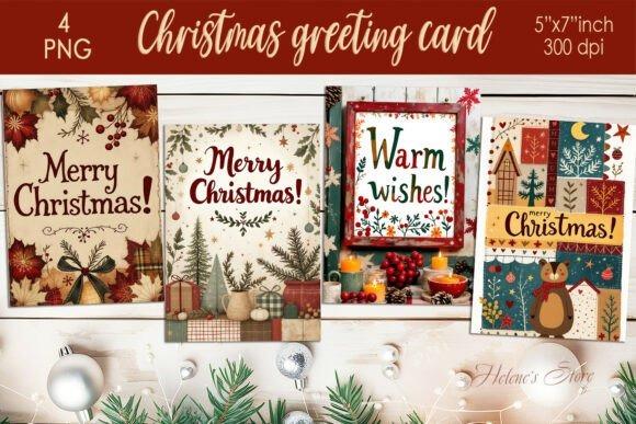 Christmas clipart for holiday cards featuring four festive greeting card designs with seasonal motifs and warm wishes