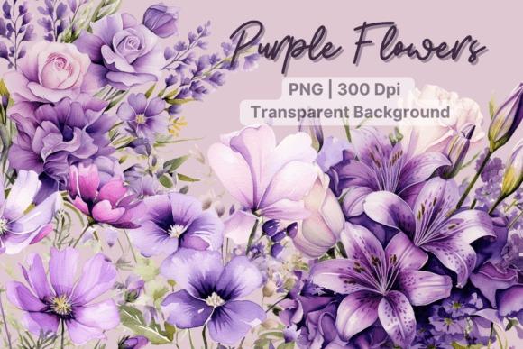 best flower clipart sets for shirts mugs crafts featuring purple watercolor flowers with transparent backgrounds