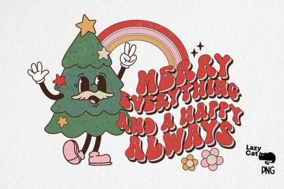 Retro Christmas Tree Cartoon Sublimation with playful character and peace sign — Christmas Tree PNG Designs for Sublimation