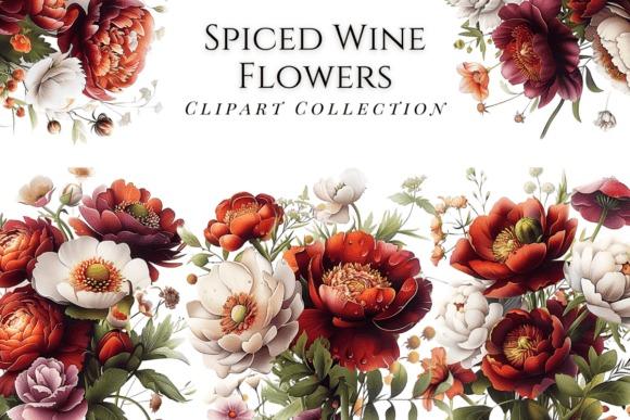 flower clipart featuring rich spiced wine colored flowers with warm tones and detailed petals