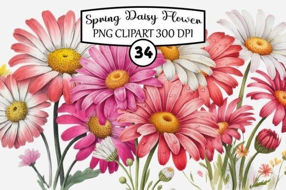 Best flower clipart sets for shirts mugs crafts featuring colorful spring daisy flower illustrations with bouquets and